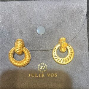 Julie Vos Gold Textured Hoop Earrings